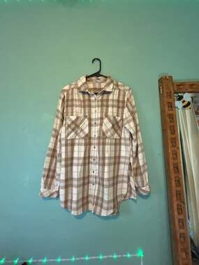 prAna neutral tunic Women's Beezly Plaid Long Sleeve Button-Down Flannel Shirt